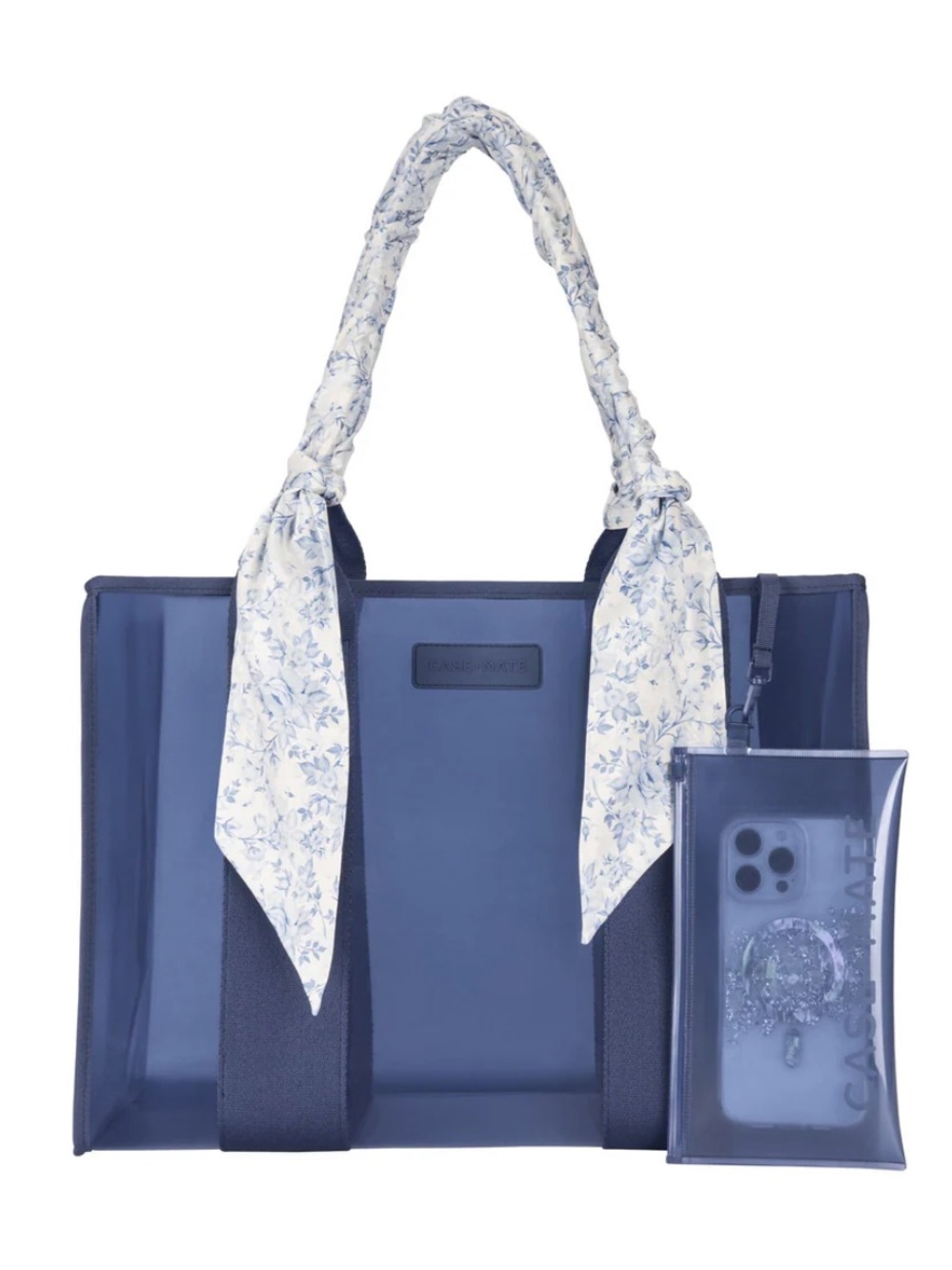 NWT Casemate Jelly Tote Bag Something Navy with Floral Scarf Handle